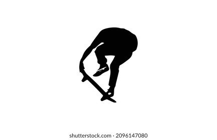 Black silhouette of an athlete skateboarder in a jump, vector illustration design
