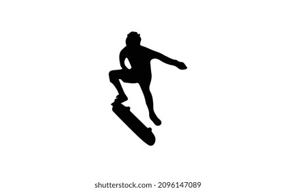 Black silhouette of an athlete skateboarder in a jump, vector illustration design