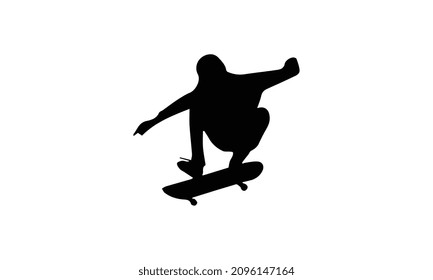 Black silhouette of an athlete skateboarder in a jump, vector illustration design