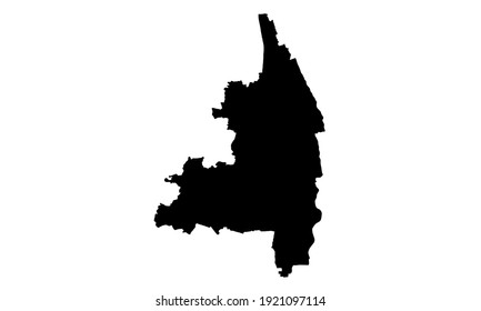 silueta negra de Augsburgo, Alemania mapa de fondo blanco