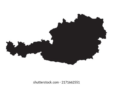 Black silhouette of Austria map on white background