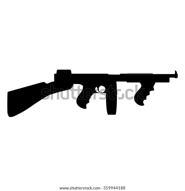 Download Black Silhouette Automatic Weapon Tommy Gun Stock Vector ...