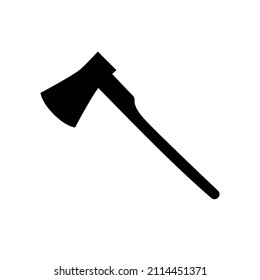 Black silhouette of an axe on a white background.
