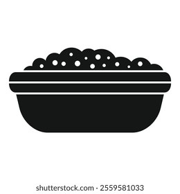 Black silhouette of a baby bathtub overflowing with soap suds