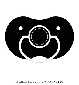 Black silhouette of a baby pacifier, simple and modern design