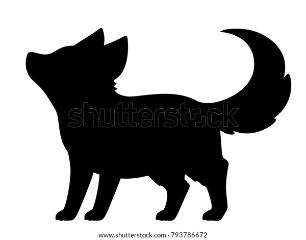 Download Black Silhouette Babywolf Stock Vector (Royalty Free) 793786672