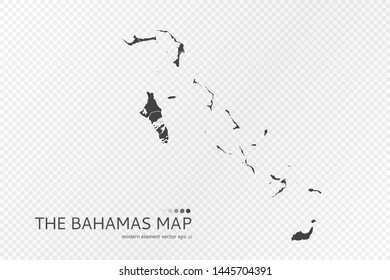 Black silhouette of The Bahamas map on transparent background. EPS10 vector file organized in layers for easy editing.