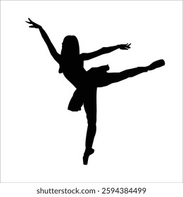 Black Silhouette of a Ballerina in Motion – Dance Art