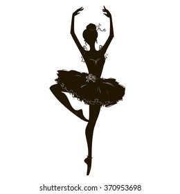 The black silhouette of a ballerina on a white background,sketch,vector.