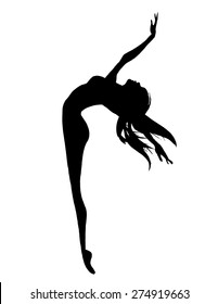 Black silhouette of ballerina, vector