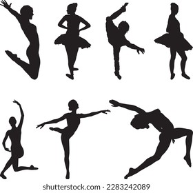 A black silhouette of a ballet dancer with the word  ballet  on the bottom.