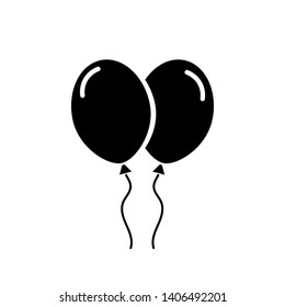 Black silhouette of balloons. Simple icon. Holiday decorative element. Vector illustration for design.