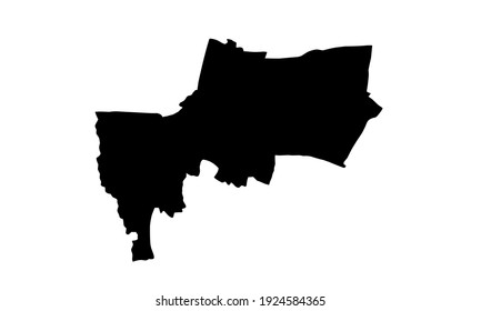 black silhouette of Bangkok city map in Thailand on white background