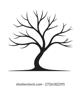 Una silueta negra de un árbol desnudo sobre un fondo blanco