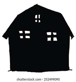 black silhouette of barn
