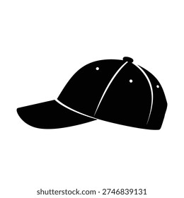 Silueta negra de una gorra de béisbol sobre fondo blanco