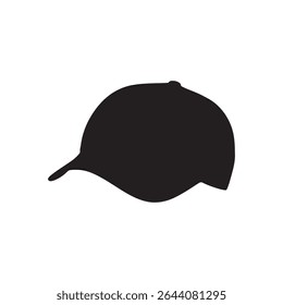 A black silhouette of a baseball cap, perfect for sports, fashion, or simple graphic design use cases