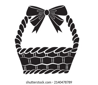 Black Silhouette Basket Eggs Bow Isolate Stock Vector (Royalty Free ...