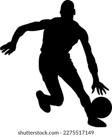 Black silhouette of basketball player on white background