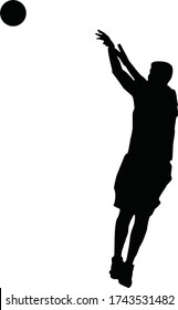 Black Silhouette Basketball Player Shooting On Stock Vector (Royalty ...