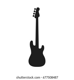 Black Silhouette Bass Guitar Stringed Musical Stock Vector (Royalty ...