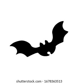 Black silhouette of bat. Hand drawn black vector illustration isolated on white background. Night vampire. Halloween decorative element.