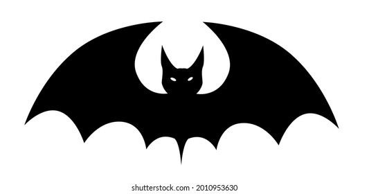 black silhouette of a bat isolated on a white background