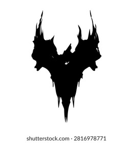 A black silhouette of a bat with outstretched wings and pointed ears, emphasizing a mysterious and ominous presence.