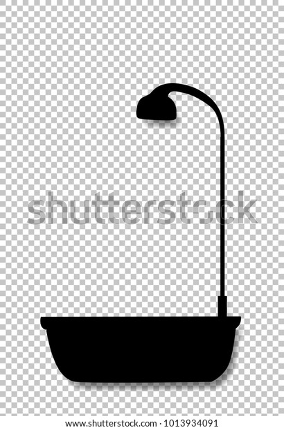 Black Silhouette Bathtub Shower Head Icon Stock Vector
