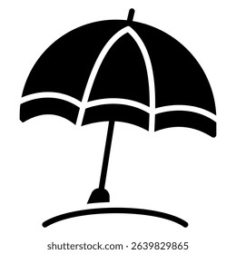 A black silhouette of a beach umbrella offers shade and protection, ideal for enjoying sunny days outdoors.