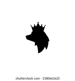 Black silhouette of bear head with royal crown. grizzly logo.  Monarchy, coat of arms sign. vector flat icon isolated on white background. Magic, fairy tale sign.  wild, power, nature, winter symbol. 