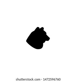 Black silhouette of bear head. vector flat icon isolated on white background. grizzly logo.  wild, power, nature, winter symbol. 