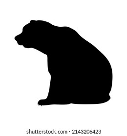 Black silhouette of a bear on a white background. Vector image.