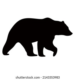 Black silhouette of a bear on a white background. Vector image.