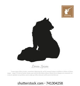 Black silhouette of bear on a white background. Forest animals. Vector illustration