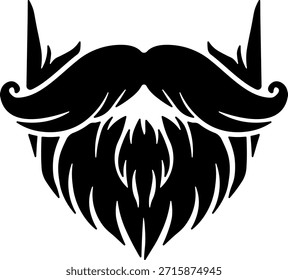 Silueta negra de barba y bigote sin fondo.