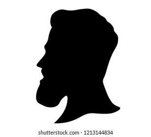 Black silhouette of a bearded man.