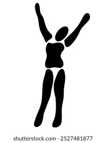 black silhouette of a beautiful girl. hands raised to the top. Amazing move of dance by a woman silhouette vector art. silhouette of yoga. Silhouette of a slim female dance pose. style of a female