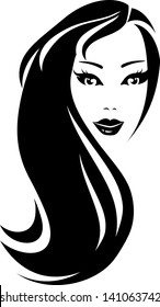 Black Silhouette Beautiful Woman With Long Hair