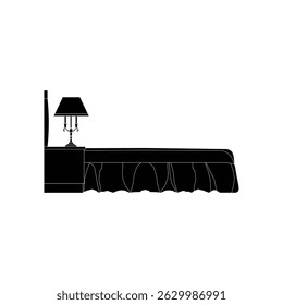 Silhueta preta de uma ilustração de vetor de cama