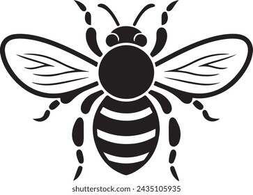 Una silueta negra de una imagen prediseñada de vector de abeja