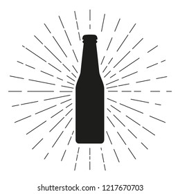 Black silhouette beer bottle. Vector illustration.