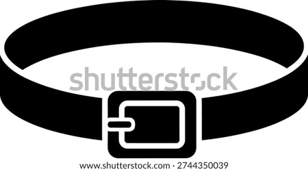 Black silhouette of a belt with a rectangular buckle, representing fashion, accessories, or secure fastening.