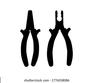 black silhouette of a bench tool. thick metallic tip or sponge pliers. Simple vector illustration isolated on white background.