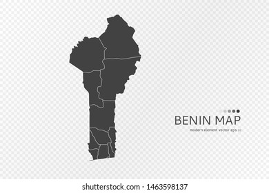 Black silhouette of Benin map on transparent background. EPS10 vector file organized in layers for easy editing.