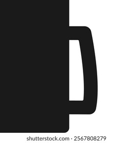 Black silhouette of a big beer glass mug. Vector illustration on white background.