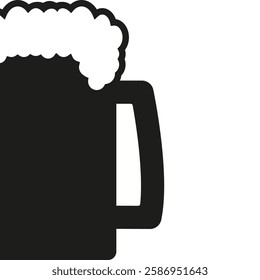 Black silhouette of a big beer glass mug. Vector illustration on white background.