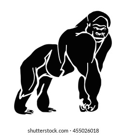 Black silhouette of a big monkey, gorilla abstract