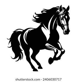 Black silhouette of a big running horse vector illustration design