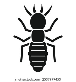 Black silhouette of a big termite insect spreading its legs with a big abdomen